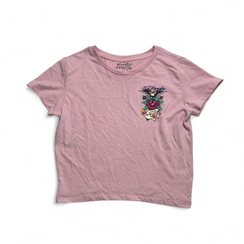 Ed Hardy pink baby tee with graphic design Size M alternative - Picture 6 of 6